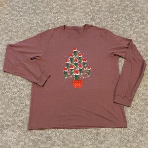 Festive Long Sleeve Shirt with Pickle Christmas Tree Design